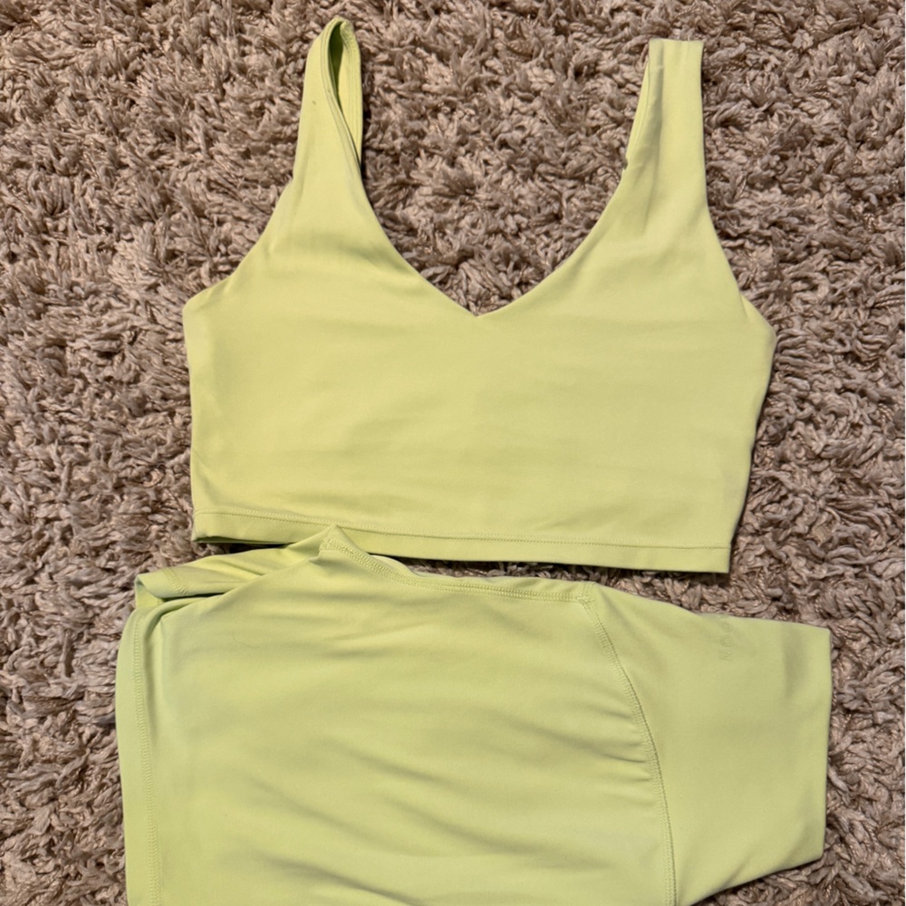 Paragon Lime Green V-Neck ReLuna Crop Top and Short Set
